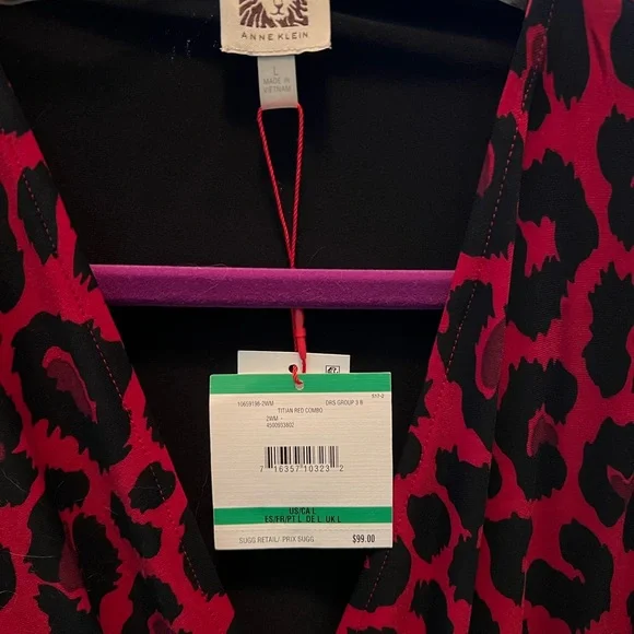 NWT Anne Klein Red and Black Animal Print Dress - Picture 5 of 5